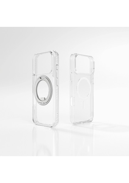 iPhone 17 Pro Max Uyumlu Kılıf M-Safeli Airbag Standlı Amazingthing Titan Pro Magspin Kapak Şeffaf