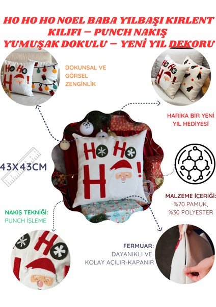 Yılbaşına Özel Tasarlanmış Punch Işlemeli Kırlentler, Rengarenk, Merry Christmas, Zarif ve Şık Yılbaşı Dekoru (43 x 43 cm ), Konforlu ve Dayanıklı Kumaş, Ev ve Ofis Için Ideal Hediye fiyatları