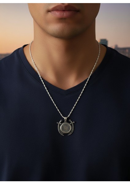 - 925 Ayar Orjinal Zülfikar Ayetel Kürsi Dualı Kolye - 50CM Zincirli