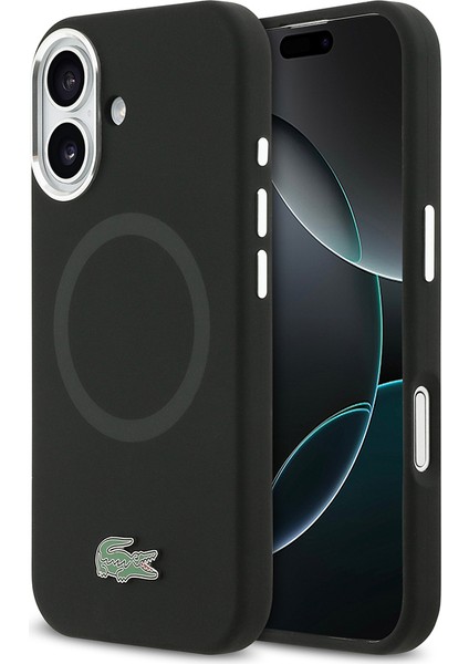 iPhone 17 Kılıf Lacoste Lisanslı M-Safeli Ikonik Logolu Metal Kamera Çerçeveli Silikon Kapak Siyah