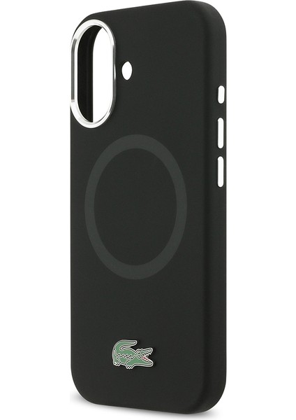 iPhone 17 Kılıf Lacoste Lisanslı M-Safeli Ikonik Logolu Metal Kamera Çerçeveli Silikon Kapak Siyah