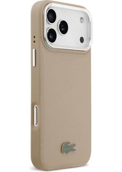 iPhone 17 Pro Max Kılıf Lacoste Lisanslı M-Safeli Pu Pike Desenli Standlı Metal Logolu Kapak Bej fırsatları