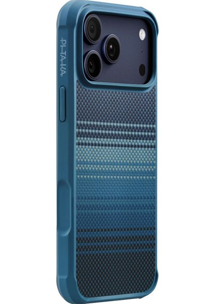 iPhone 17 Pro Max Kılıf M-Safeli Pitaka Tactile Woven Sunset-Moonrise Aramid Pro Guard Kapak Mavi modelleri