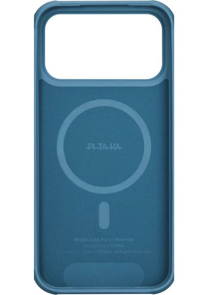 iPhone 17 Pro Max Kılıf M-Safeli Pitaka Tactile Woven Sunset-Moonrise Aramid Pro Guard Kapak Mavi