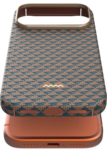 iPhone 17 Pro Max Uyumlu Kılıf M-Safe Şarj Özellikli Raptic Aramid Skin Origin Seri Kapak Gold-Mavi indirimleri