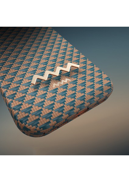 iPhone 17 Pro Max Uyumlu Kılıf M-Safe Şarj Özellikli Raptic Aramid Skin Origin Seri Kapak Gold-Mavi