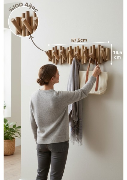 Ahşap 8'li Duvar Askılığı fırsatları