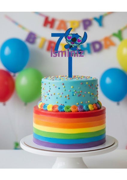 Stitch Isimli 7 Yaş Pasta Süsü