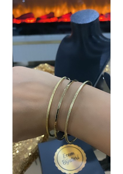 Ecem Bijuteri Çelik Altın Kaplama 3'lü Ajdar Bilezik indirimleri
