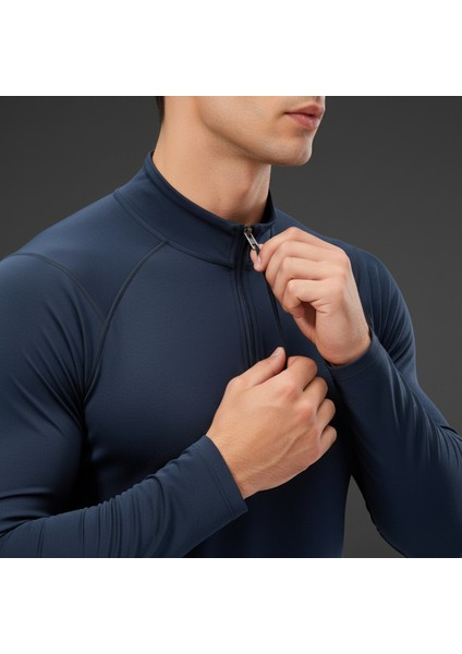 Erkek Uzun Kollu Yüksek Yaka Nefes Alan Kumaş Antrenman Üstü indirimleri