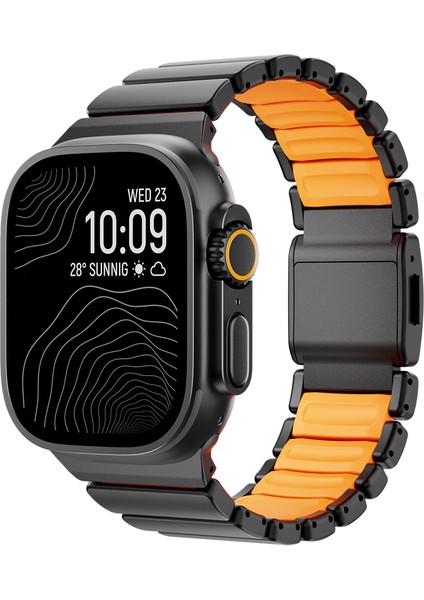 Watch Ultra 49MM Zore KRD-149 Titanyum Silikon Kordon - Gümüş-Siyah fiyatları