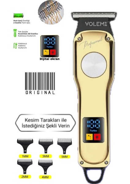 Volemi 00086 Profesyonel Sakal Ense Çizim Epilasyon Öncesi Dijital Göstergeli Tıraş Makinesi fiyatları