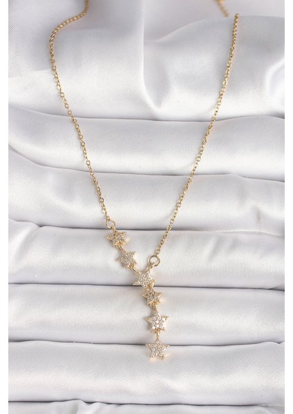 316L Çelik Gold Renk Zincir Zirkon Taşlı Yıldız Model Kadın Kolye - Lisinya fiyatları