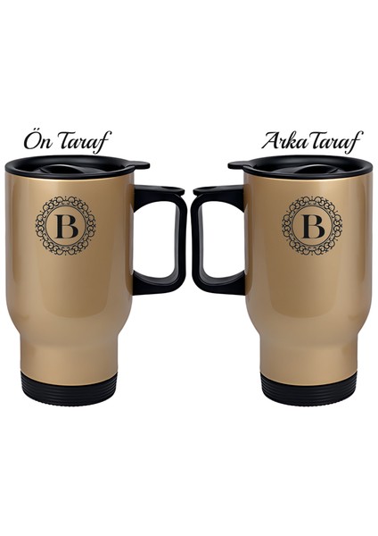 Kişiye Özel Kulplu Çelik Termos Bardak Harf Temalı