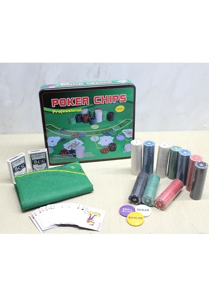 Metal Kutulu 500 Chip ve 2 Adet Iskambil Kağit Setine Sahip Poker Oyunu ALK3540 ( Lisinya )
