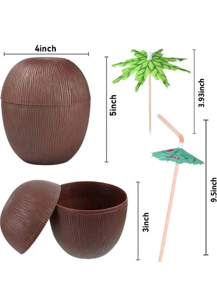 Hindistan Cevizi Hawaii Luau Aloha Pipetli Içecek Kabı Bardak 10X13 cm 1 Adet - Lisinya fırsatları