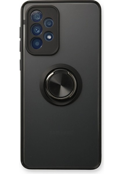 Samsung Galaxy A73 5g Kılıf Montreal Yüzüklü Silikon Kapak - Siyah