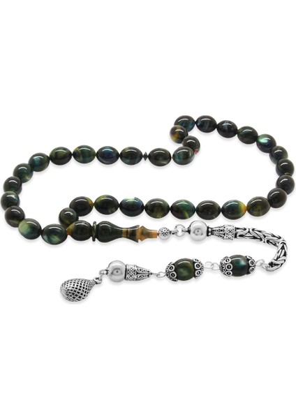 925 Ayar Gümüş Kral Püsküllü Özel Kesim Mix Renk Sedefli Katalin Tesbih