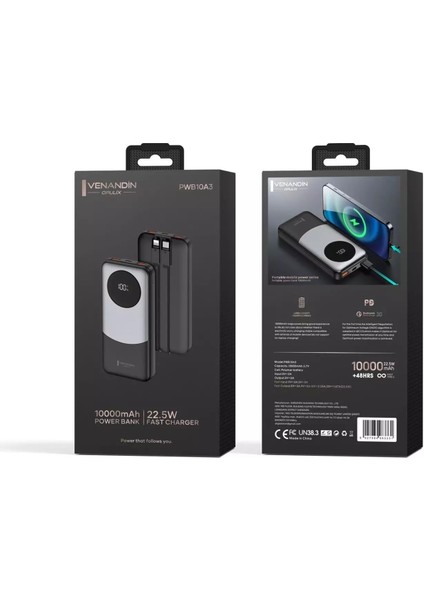 🔋 Venandin Opulix PWB10A3 10.000 Mah LED Göstergeli 22.5W Hızlı Kendinden Kablolu Powerbank | Kompakt ve Taşınabilir Şarj Çözümü