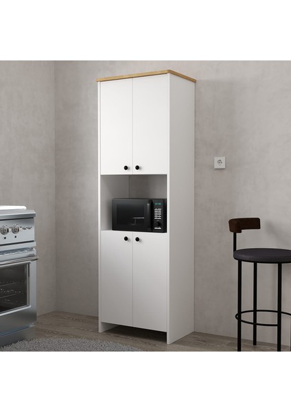 4 Kapaklı Raflı Çok Amaçlı Mikrodalga Bölmeli Mutfak Dolabı Kiler Dolabı fiyatları