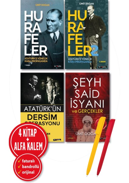 Alfa Kalem+ Ümit Doğan 4 Kitap Yeni (Atatürk’ün Dersim Operasyonu+Hurafeler 1-2+Şeyh Said)