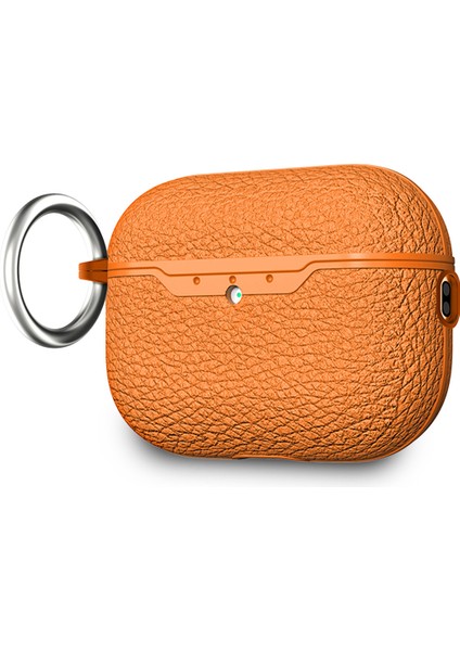 Apple Airpods Pro 3 Uyumlu Darbelere Dayanıklı Deri Görünümlü Askı Aparatlı Silikon Kılıf