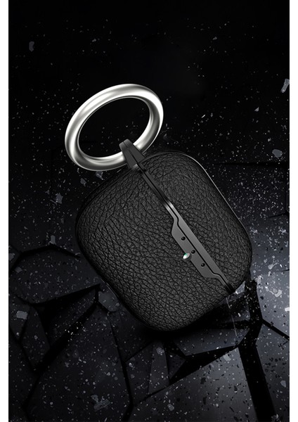 Apple Airpods Pro 3 Uyumlu Darbelere Dayanıklı Deri Görünümlü Askı Aparatlı Silikon Kılıf