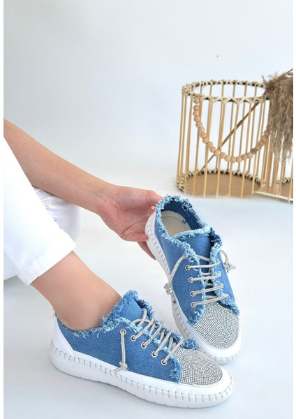 Enber Mavi Kot Bağcıklı Spor Ayakkabı - Lisinya