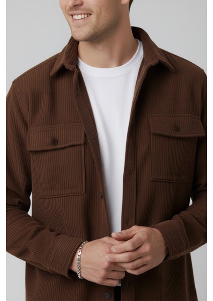 Kiremit Cepli Likralı Kadife Kumaş Rahat Kesim Erkek Gömlek – Yumuşak Dokulu, Şık Tasarım Gömlek 2600759 fiyatları