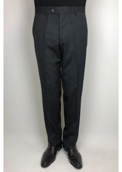 Fistan Store Erkek Düz Yüksek Bel Klasik Kesim Rahat Kalıp Yandan Cepli Boru Paça Büyük Beden Kumaş Pantolon