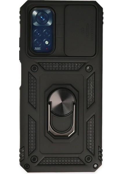 Xiaomi Redmi Note 11 Kılıf Pars Lens Yüzüklü Silikon - Siyah