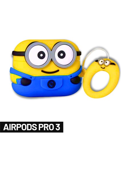 Pro 3. Nesil Uyumlu İki Gözlü Minyon Figürlü Koruyucu Silikon Kulaklık Kılıfı