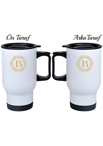 Kişiye Özel Kulplu Çelik Termos Bardak Harf Temalı