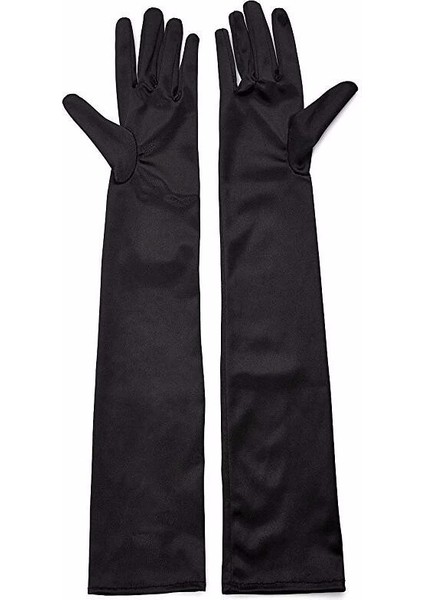 Siyah Renk Likralı Dirseğe Kadar Uzun Kumaş Eldiven 40 cm fırsatları