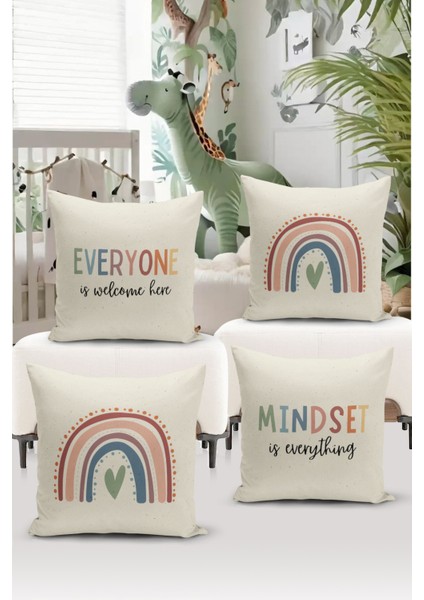 4'lü Kırlent Kılıf Seti Çocuk Bebek Odası Dijital Baskılı