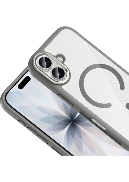 Apple iPhone 17 Kılıf M-Safe Şarj Özellikli Metal Kamera Çerçeveli Tiko Kapak - Mavi