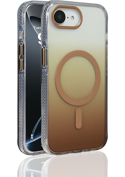 Apple iPhone 16E Uyumlu M-Safe Şarj Özellikli Transparan Renk Geçişli Kılıf