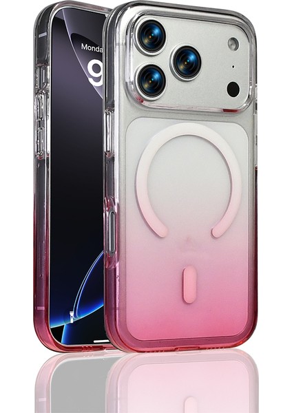 Apple iPhone 17 Pro Kılıf M-Safe Şarj Özellikli Septik Silikon Kapak - Pembe