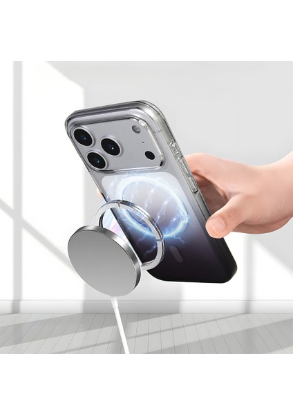 Apple iPhone 17 Pro Kılıf M-Safe Şarj Özellikli Septik Silikon Kapak - Pembe