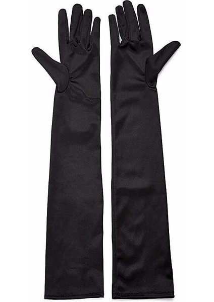 Siyah Renk Likralı Dirseğe Kadar Uzun Kumaş Eldiven 40 cm fırsatları