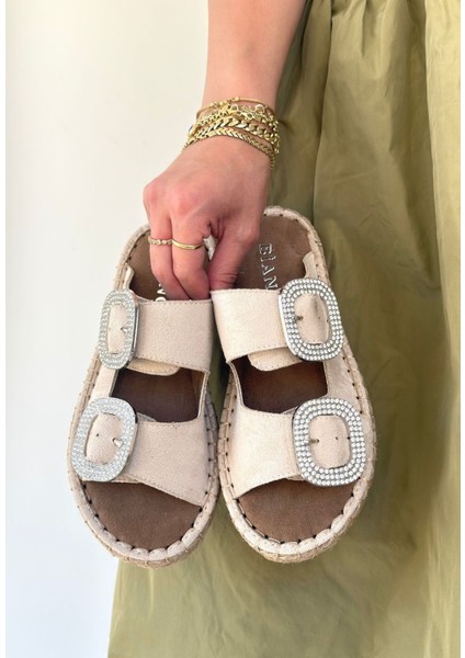 Hertas Bej Nubuk Tokalı Terlik - Lisinya