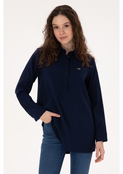 Kadın Lacivert Gömlek Desenli 50316411-VR033