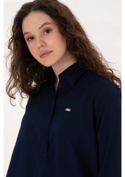 Kadın Lacivert Gömlek Desenli 50316411-VR033 fiyatları