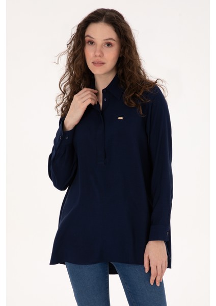 Kadın Lacivert Gömlek Desenli 50316411-VR033 modelleri