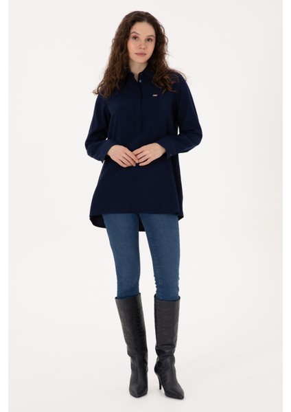 Kadın Lacivert Gömlek Desenli 50316411-VR033 fırsatları