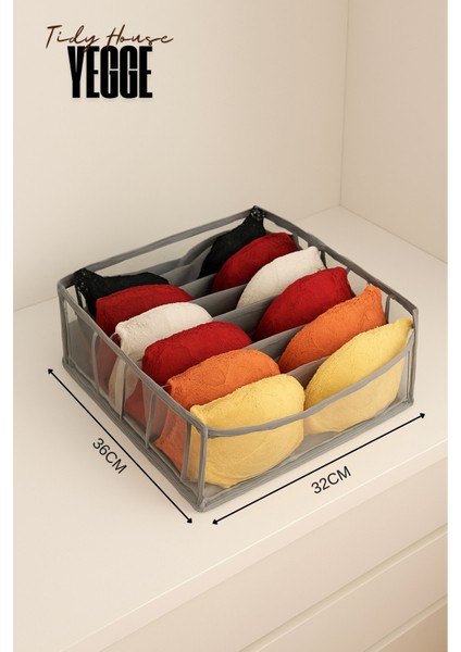 Şeffaf Sütyen Düzenleyici 36 x 32 x 12CM Dolap Içi Sütyen Organizer Çekmece Sütyen Düzenleyici