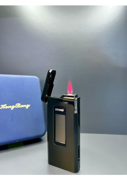 Pilli Ateşleme Kırmızı Alevli Gazlı Rüzgara Dayanıklı Lüks Çakmak