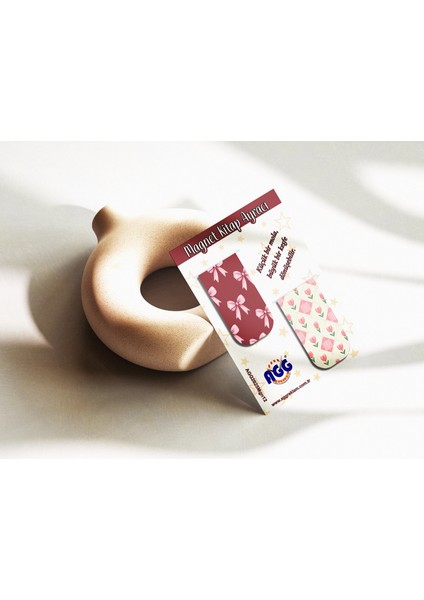 Magnetli (Mıknatıslı) Kitap Ayracı Kurdele-Çiçek Temalı 2li Set