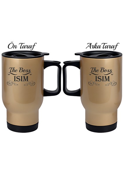 Kişiye Özel Kulplu Çelik Termos Bardak The Boss Isim Temalı