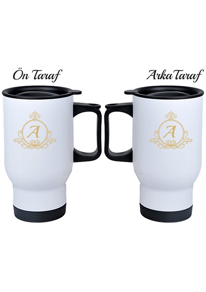 Kişiye Özel Kulplu Çelik Termos Bardak Harf Temalı